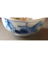 Occupied Japan Hand Painted China Blue Scenes Open Salt Cellar ca 1945-52 - £15.95 GBP