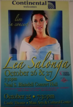 Continental Airlines welcomes LEA SALONGA Maui Arts Cultural Center 2016 Poster - $9.95