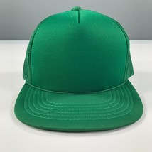 Green Trucker Hat Boys Youth Size Mesh Back YoungAn Foam Front Flat Brim - $9.49