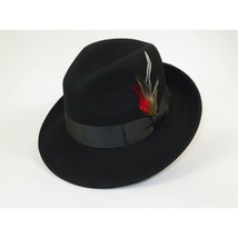 Men's Milani Wool Fedora Hat Soft Crushable Lined FD219 Black image 2