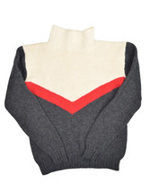 Vintage Hand Knit Wool Sweater Mens M Arrow Striped Mock Neck Pullover J... - $38.61
