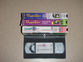 Veggie Tales Lot Of 4 VHS Movies Christmas - Forgive - Scared - Giant Pickle - £11.50 GBP