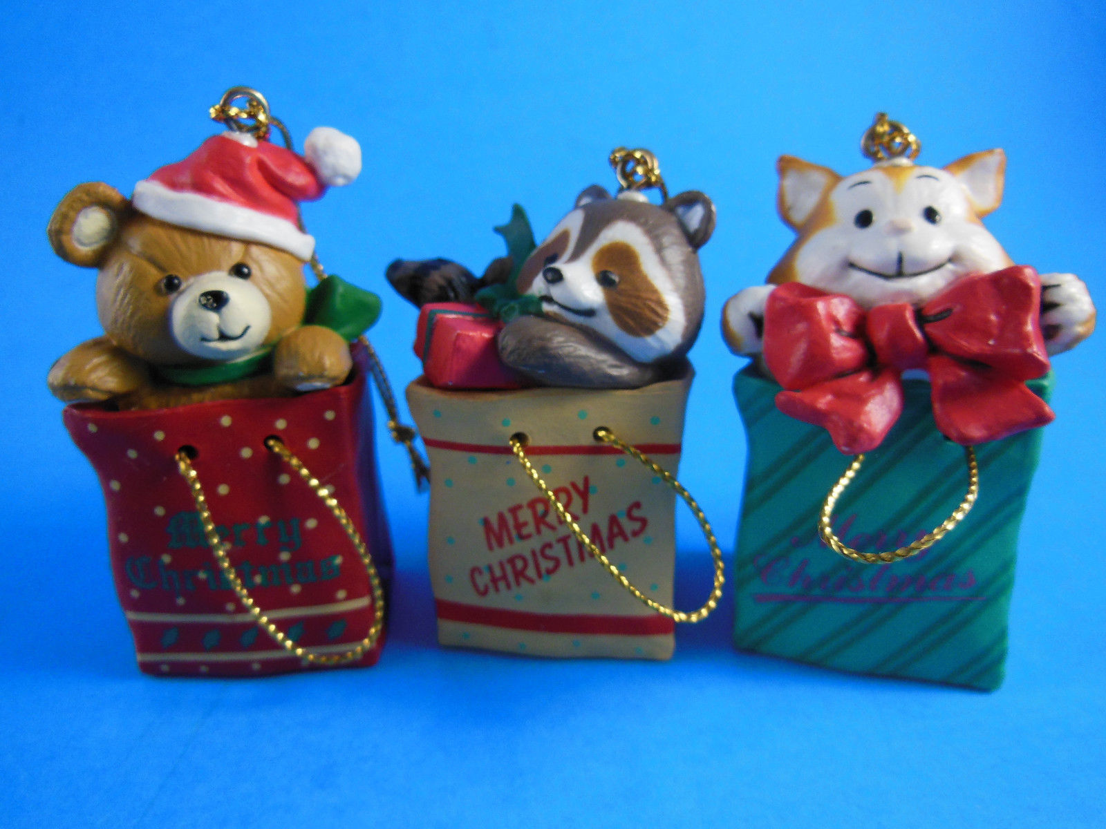 Bag Buddies Set Cat, Raccoon, Bear  Resin sold by Christmas Around the World 3" - $6.92