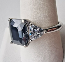 925 STERLING SILVER  10x 8 mm. BLACK ONYX and CUBIC ZIRCONIA RING SIZE 1... - $31.68