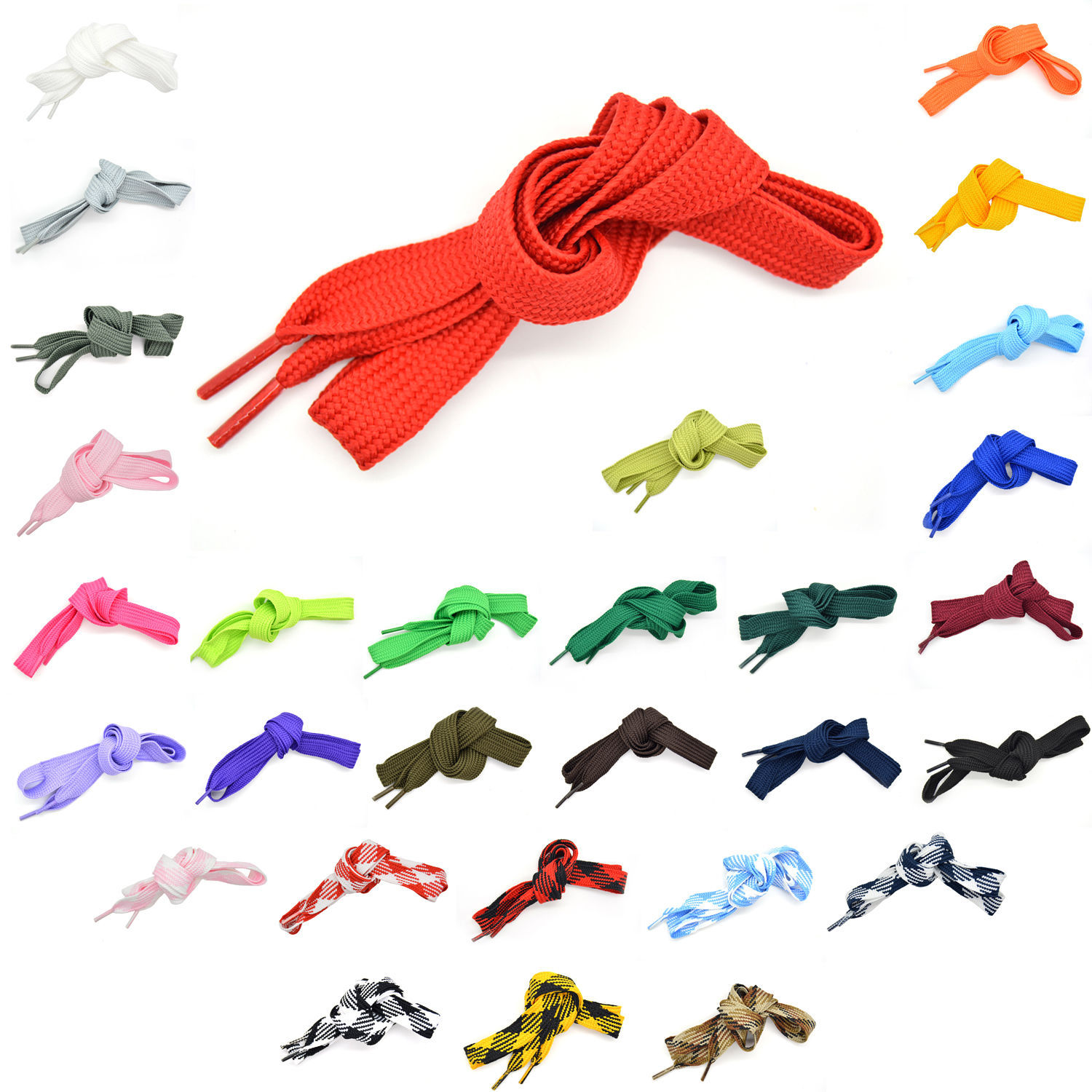 2 Pairs 52" 3/4 Wide Thick Shoelace Solid 30 Colors - $6.99