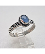 VINTAGE 925 STERLING SILVER OVAL 7X5 mm TANZANITE CHECKERBOARD   RING SI... - €33,37 EUR