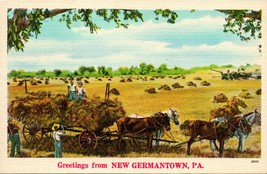 Vtg Linen Postcard  - Greetings From New Germantown PA Pennsylvania UNP - £15.78 GBP