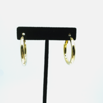 Round Lever Back Hoop Earrings Gold Silver Tone Closed Circle 34 mm Metal - £3.20 GBP