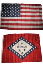 AES 3x5 3&#39;x5&#39; Wholesale Lot Combo: USA American w/State of Arkansas Flag - £7.09 GBP