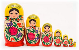 Traditional Matryoshka Nesting Doll - 6&quot; w/ 7 Pieces - £73.13 GBP