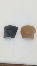 Leather Ball Cap Snap Back Hats Set Of 2 Brown &amp; Black Casual Fancy - $25.83