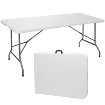 6FT Plastic Folding Table Portable Fold-in-Half Picnic Party Camp Indoor Outdoor - £74.69 GBP