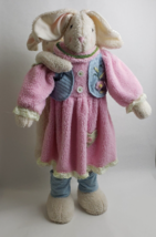Easter Bunny Rabbit Plush Wire Stuffed Animal Standing Mother and Baby Tall 29&quot;H - £47.44 GBP