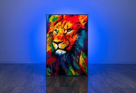 Framed wall art &quot;Lion&#39;s grace&quot;, Wall art living room, Large colorful pai... - £369.06 GBP