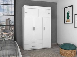 Kingswood White 2-Drawer Armoire - Modern Cabinet - $14,965.56 MXN