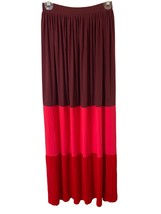 Cisos Maxi Skirt Womens Size 4 Tired Burgundy Pink Red Stretchy Boho Festival - £8.86 GBP