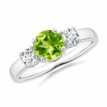 ANGARA Classic Peridot and Diamond Three Stone Engagement Ring - £1,356.88 GBP