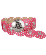Fushia Pink Moroccan Disc Bohemian Tribal BellyDance Bohemian Gypsy Leat... - $95.72 CAD