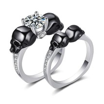 Brilliant Round Cut Diamond Skull Engagement Ring in Sterling Silver - £99.90 GBP
