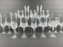 Cristal D&#39;Arques Longchamp (8) Wine Glass (8) Fluted Champagne Set Clear Crystal - £102.64 GBP