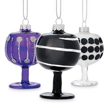 Ornament Epic Products Midnight Wine Glass 1 each Purple Black Silver Set of 3 - £19.77 GBP