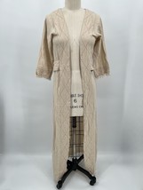 ChintaMani Alchemistry Organic Long Cardigan Robe 3/4 Sleeves Sz M Beige - £58.07 GBP