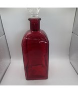 Vtg.~Large Glass Square Decanters Red Color~10.75&quot; x 4.0&quot; - $20.81 CAD