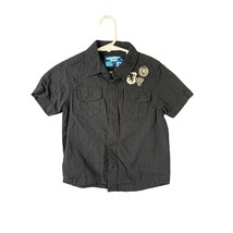 Mission bay Boys Size 3T Toddler Black Button Up Shirt Top With Patches ... - £6.05 GBP