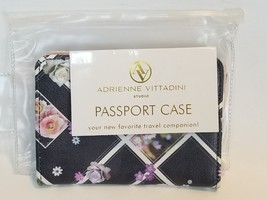 Adrienne Vittadini Passport Case Credit Card Black Pink Floral Signature... - £10.86 GBP