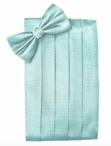 Luxury Herringbone Tuxedo Cummerbund and Bow Tie Set (Pool) - $83.30