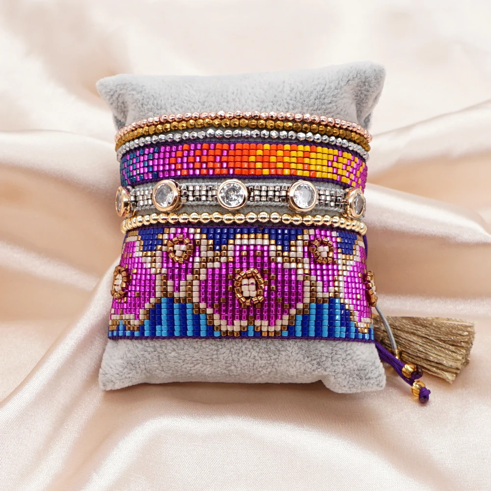 Handmade Woven pulseras Mujer Bracelet Set Ins Fashion Beach Vacation Jewelry Me - £42.63 GBP