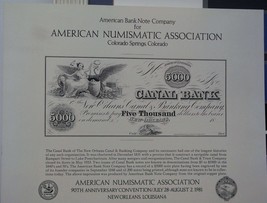 1981 ABNC Souvenir Card - $5000.00 Canal Bank - A.N.A. New Orleans, LA -... - $7.52