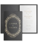 Vintage Wedding Invitations Gold Embossed Foil Stamped Floral Frame Wrap & Card - $549.90