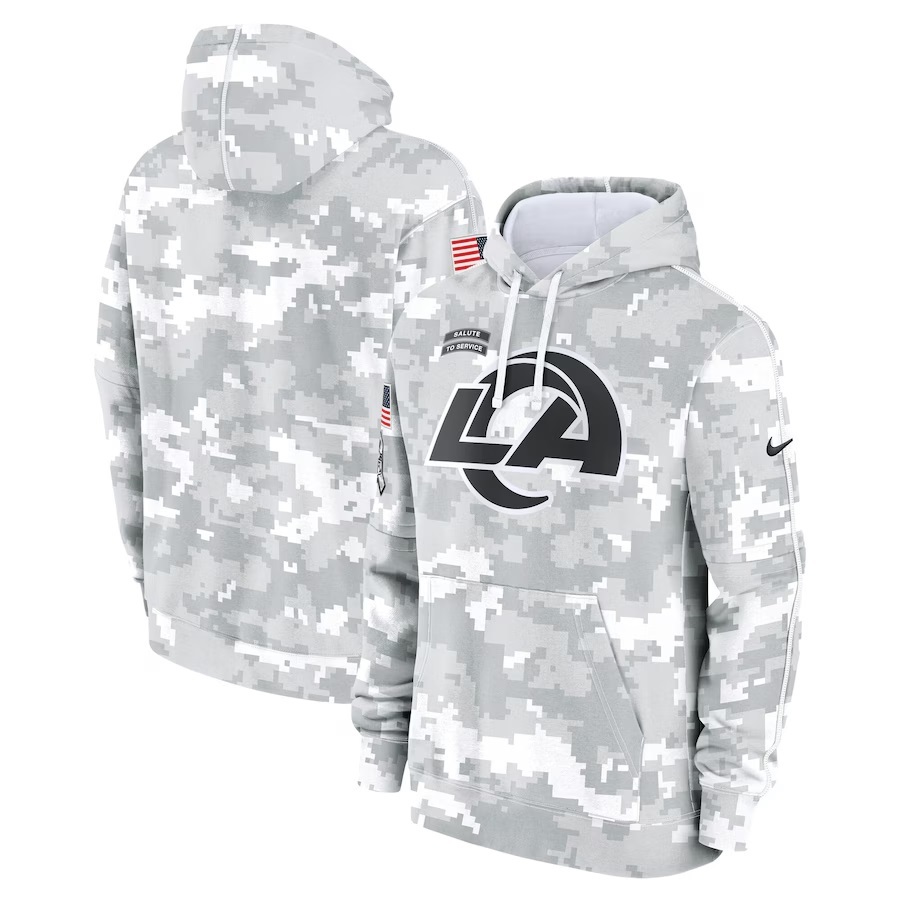 Mens White Camo Rams 2024 Salute to Service Pullover Hoodie - Los Angeles