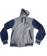 Jordan Varsity Hoodie Men’s L  Snap Up Sweatshirt Jacket Blue Gray Jumpm... - $106.97 CAD