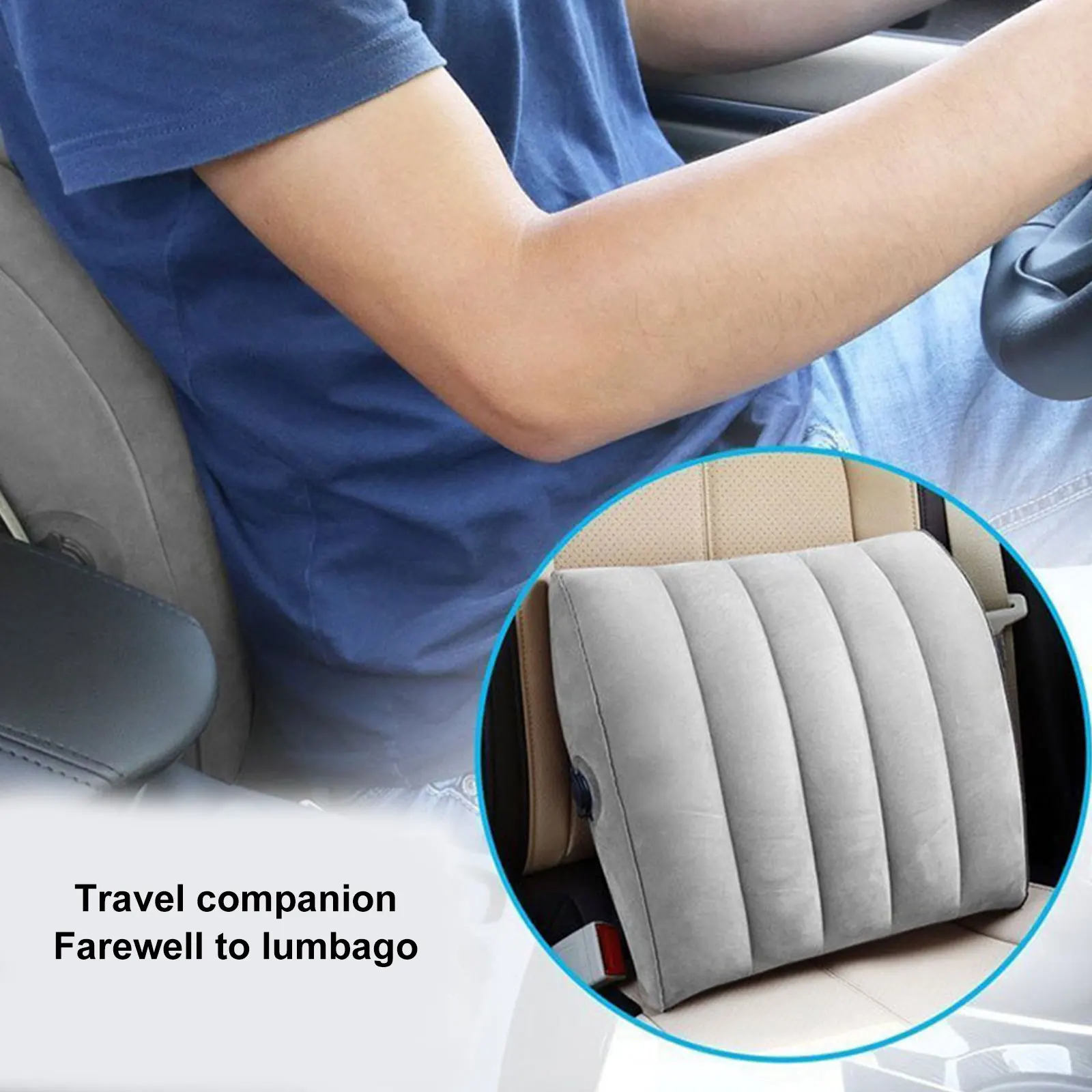 Inflatable Car Seat Lumbar Support Pillow for Office Chair, Home, and Travel - £16.98 GBP