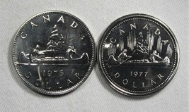 1976 &amp; 1977 Canada $1 Dollar Mint State Coins Lot of 2 AG316 - £21.54 GBP