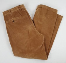 Brooks Brothers Elliot Corduroy Pants Mens 36x32 Pleated Chino Brown Cotton - £19.51 GBP