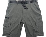 Iron Co  Belted Stretch Performance Hybrid Cargo Shorts Heather Gray  Si... - £11.12 GBP