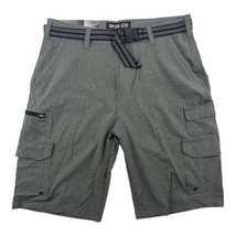 Iron Co  Belted Stretch Performance Hybrid Cargo Shorts Heather Gray  Size 32 - £10.81 GBP