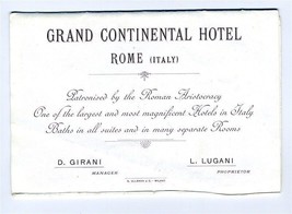 Grand Continental Hotel Rome Italy Brochure and Map Early 1900&#39;s - £136.29 GBP