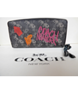COACH F87927 Horse &amp; Carriage Slim Accordion Zip Wallet Black Grey multi... - $150.37 CAD
