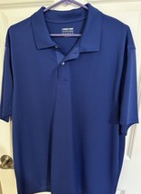 Mens Polo Lands&#39; End Outfitters XL Blue Collar Short Sleeve 100 Polyester - £9.59 GBP