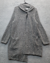 Pure Jill Cardigan Sweater Womens Medium Gray Fuzzy Long Sleeve Button Front - £25.06 GBP