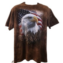 Tie Dyed Eagle American Flag Brown The Mountain Graphic T-Shirt Large Men&#39;s  - £15.62 GBP