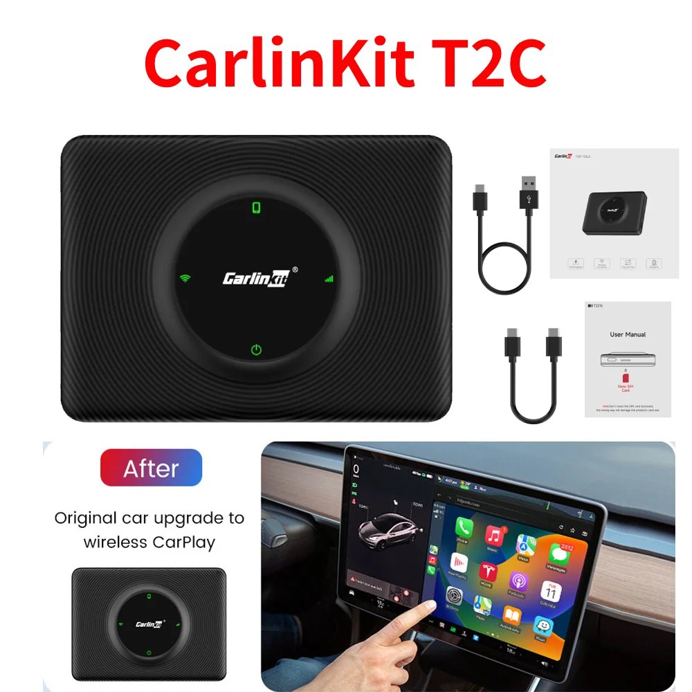 CarlinKit T2C 4 OTA Upgrade Mini Android Auto Carplay Wireless Box WiFi Blueto - £52.43 GBP