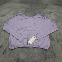 Joy Lab Shirt Womens L Purple Long Sleeve Boat Neck Backless Tie Stretch Blouse - £23.18 GBP