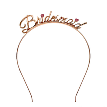 Bridesmaid Rose Gold Tone Glitter Pink Heart Headband Bridal Party Decorations - £11.42 GBP