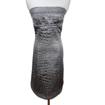 New Trina Turk Silver Embossed Strapless Dress Party Cocktail Alligator Skin - £59.95 GBP