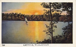 Crivitz Wisconsin~Sailboat At Sunset On Lake~Postcard - £8.31 GBP